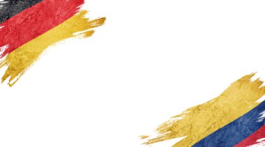 Beyaz Arkaplanda Almanya ve Kolombiya Bayrakları